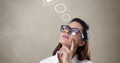 Woman thinking stock photo
